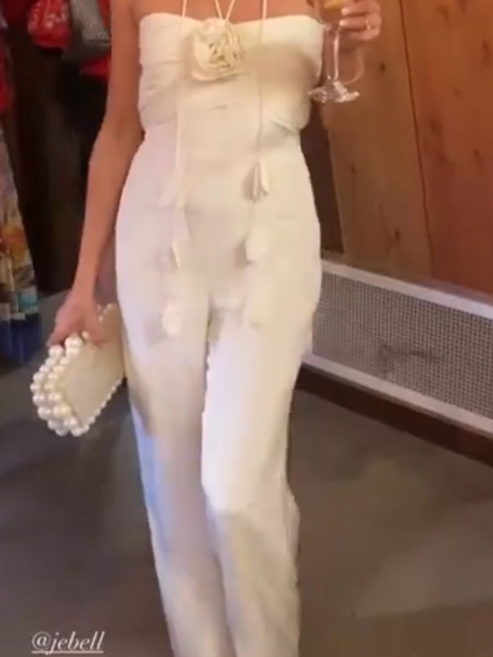 Alexis Cream Halter Jumpsuit with Rosette Detail - Picture 5 of 5